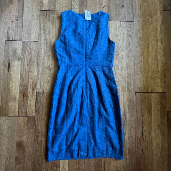NWT J. Crew Linen Cotton Shift Dress Blue Womens Sz 4 Preppy Minimal New England - Picture 10 of 10
